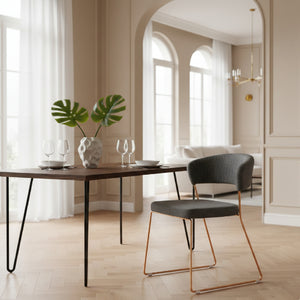   Rosegold Frame Gray Dining Chairs (2) | Oroa.com