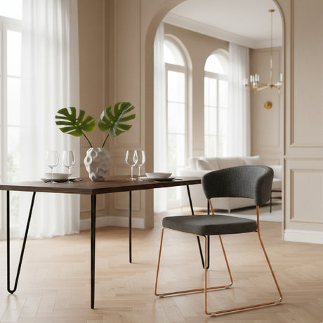   Rosegold Frame Gray Dining Chairs (2) | Oroa.com
