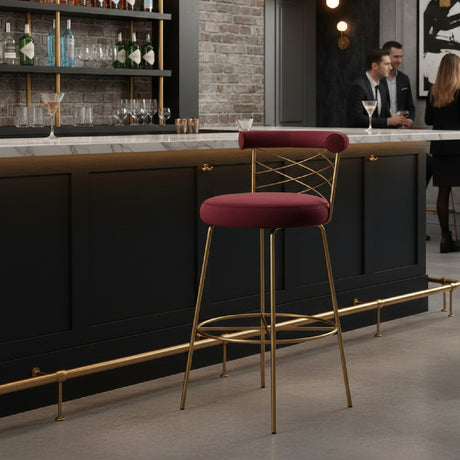 Red Velvet Bar Stool | OROA Modern Dakin | Oroa.com
