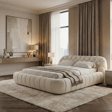 Hexagonal Tufted King Bed | OROA Modern Yolonda