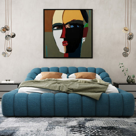 Blue Hexagonal Tufted Bed | OROA Modern Yolonda | Oroa.com