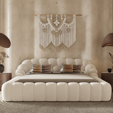 Off-white Hexagonal Tufted Bed | OROA Modern Yolonda | Oroa.com