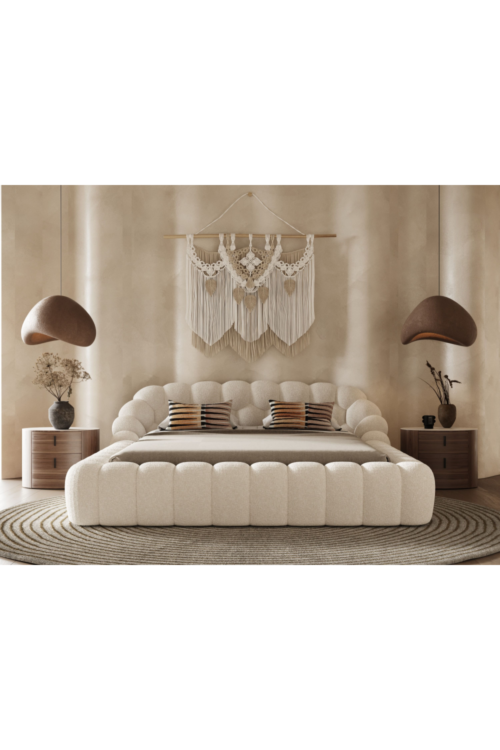 Hexagonal Tufted Queen Bed | OROA Modern Yolonda | Oroa.com