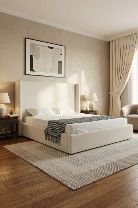 White Teddy Fabric Bed | OROA Modern Byrne | Oroa.com