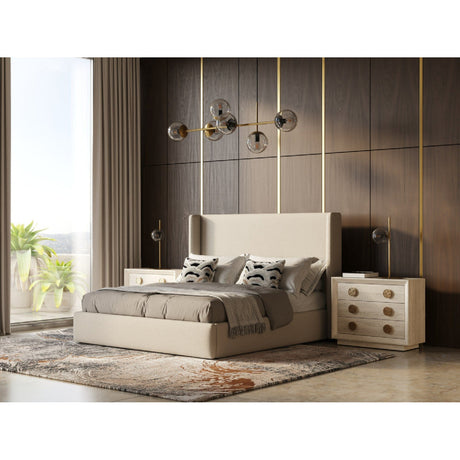 Beige Panel Headboard Bed | OROA Modern Byrne