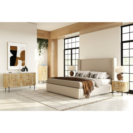 Beige Panel Headboard Bed | OROA Modern Byrne