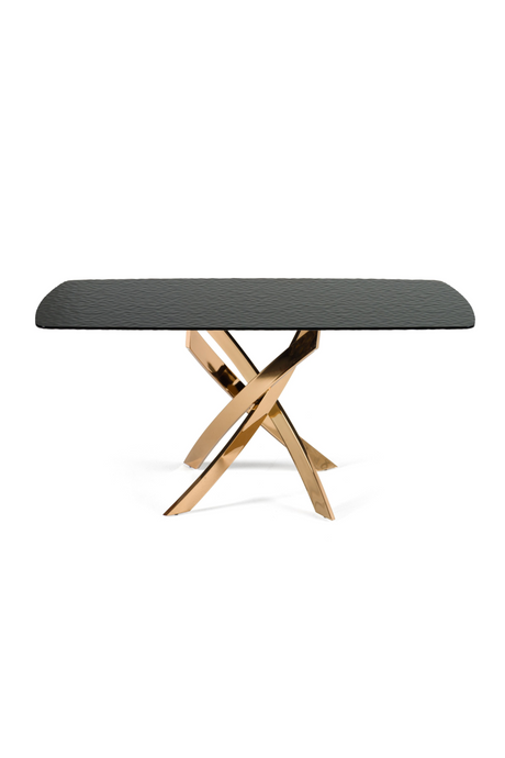 Textured Brown Glass Dining Table | OROA Modern Pyrite | Oroa.com