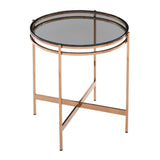 Smoked Glass Round End Table | OROA Modern Bradford