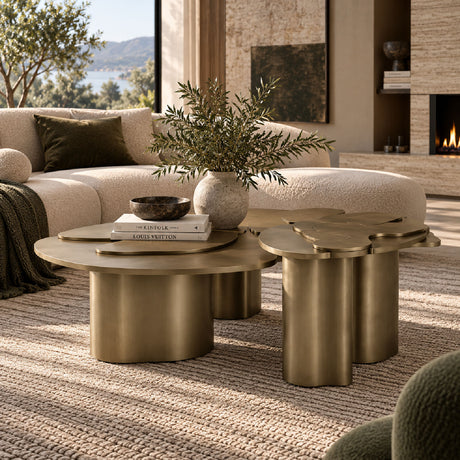 Antique Brass Nesting Coffee Tables (2) - OROA Modern Glimpse - view 2