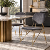 Gray Velvet Look Dining Chairs (2) | OROA Modern Carol