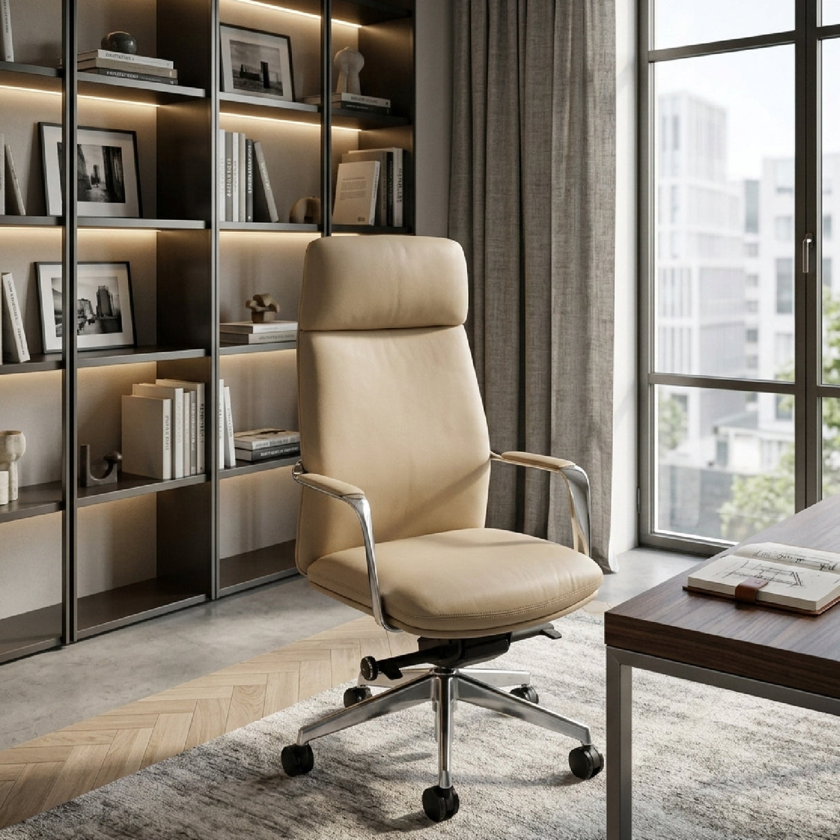   Tan Vegan Leather Office Chair | Oroa.com