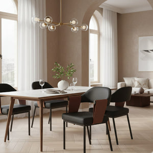 Black Vegan Leather Dining Chair | OROA Modern Jensen