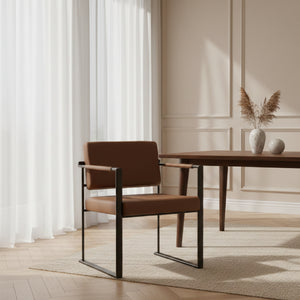   Brown Vegan Leather Dining Chair | Oroa.com