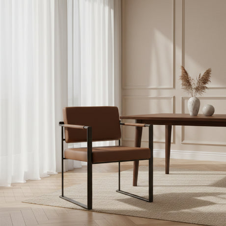 Brown Vegan Leather Dining Chair | OROA Modern Atlan