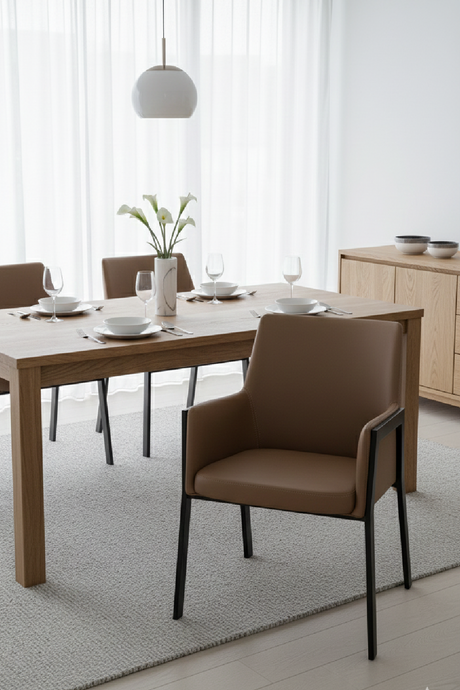 Brown Vegan Leather Dining Chair | OROA Modern Leshay | Oroa.com