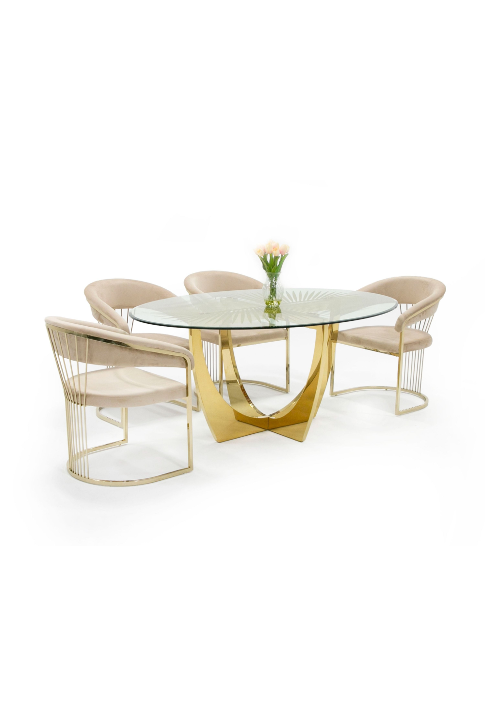 Gold Leaf Oval Dining Table | OROA Modern Chambers | Oroa.com