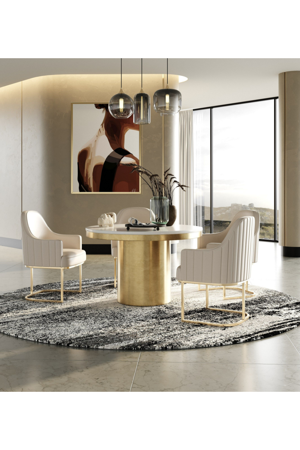 White Marble Round Dining Table | OROA Modern Rocky | Oroa.com