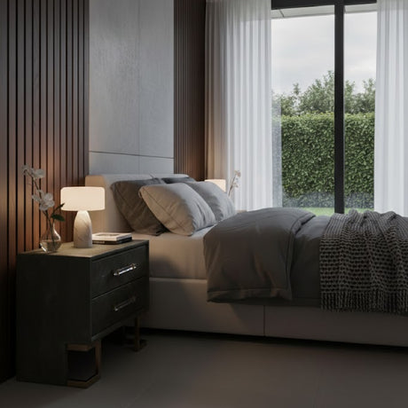 Gray Shagreen 2-Drawer Nightstand | OROA Modern Howard | Oroa.com