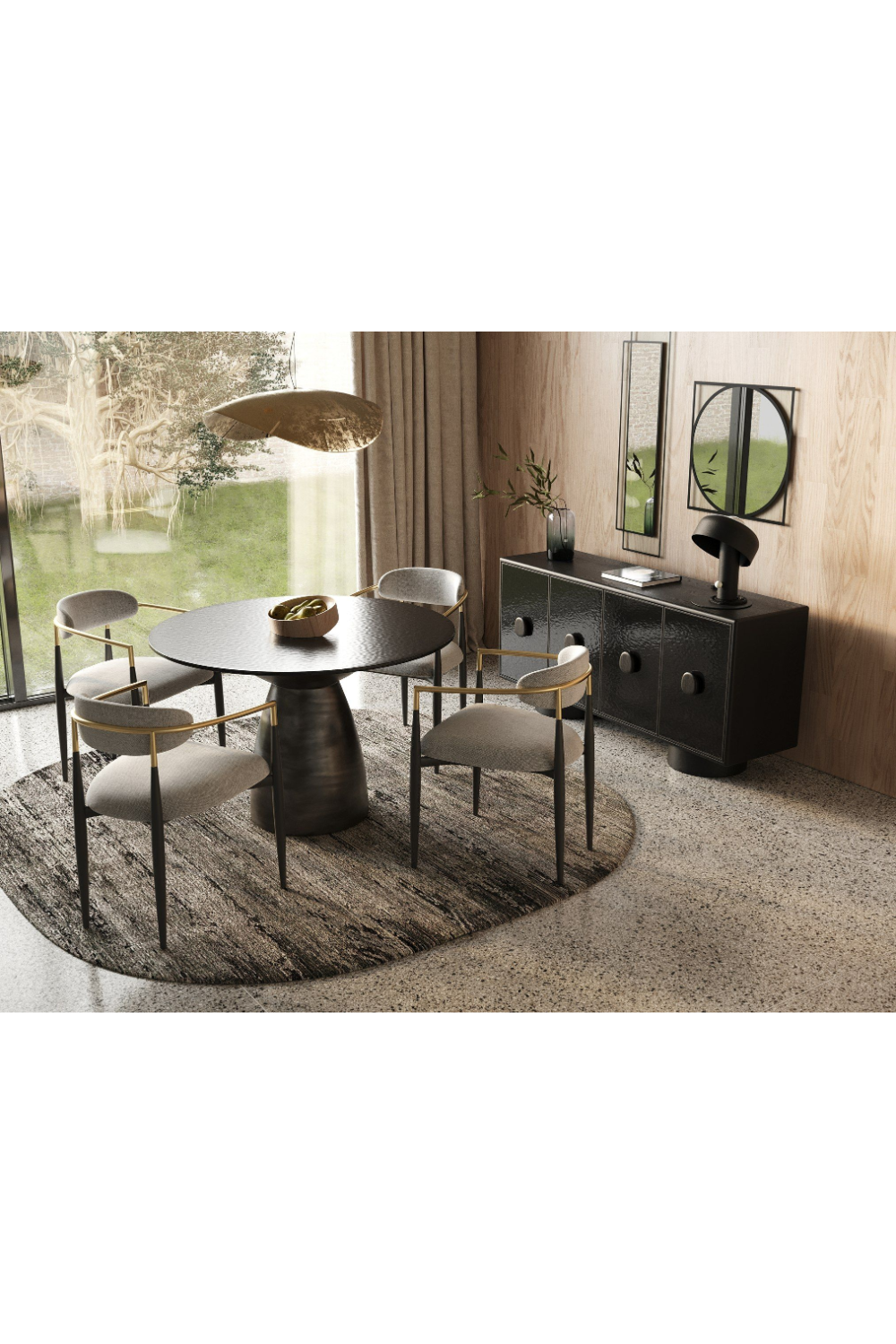Black Wave Glass Dining Table | OROA Modern Calexico | Oroa.com