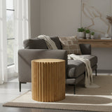 Reeded Walnut Round End Table | OROA Modern Espana