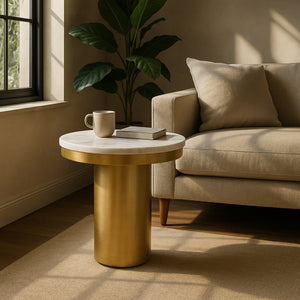   White and Gold End Table | Oroa.com