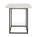Organic-Shaped White Marble End Table | OROA Modern Aleidy