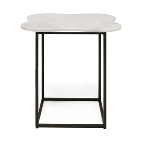Organic-Shaped White Marble End Table – Aleidy – front view