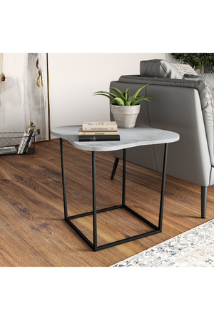 Organic-Shaped White Marble End Table | OROA Modern Aleidy | Oroa.com