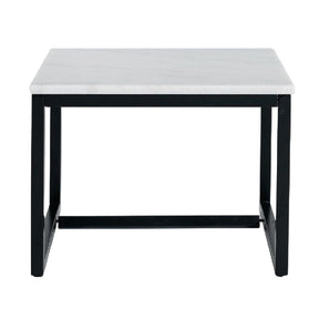 Square White Marble End Table – Baca – front view