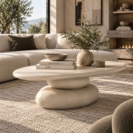 Beige Stacked Coffee Table - OROA Modern Coates - view 2