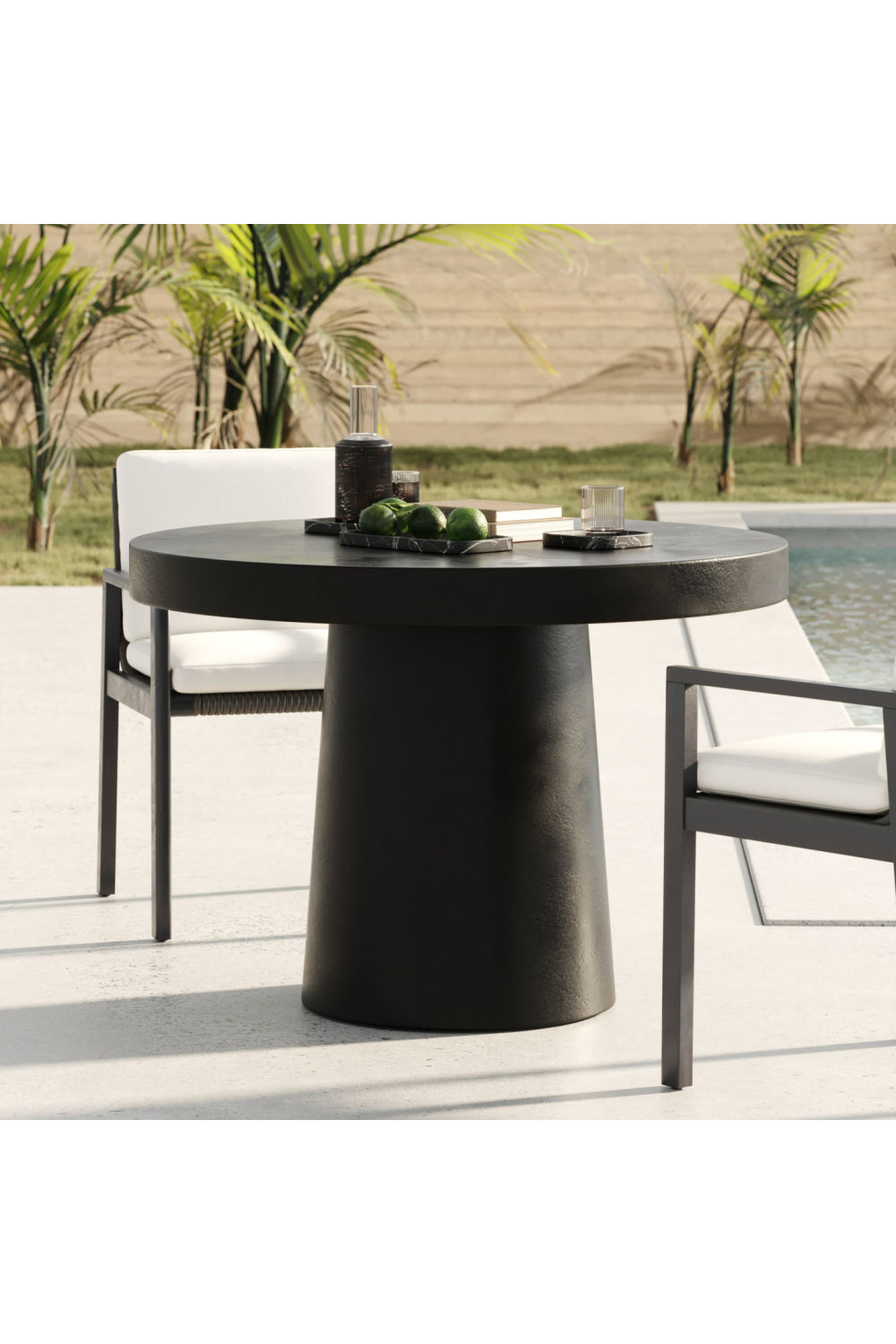 Round Concrete Pedestal Dining Table | OROA Modern Desoto | Oroaac.com