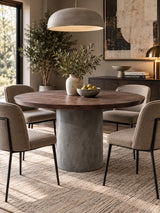 Round Oak & Concrete Dining Table | OROA Modern Renzo