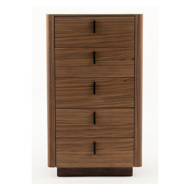 5-Drawer Walnut Chest by OROA Modern Chelton
