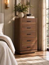 Modern European furniture - 5-Drawer Walnut Chest - www.oroa.com
