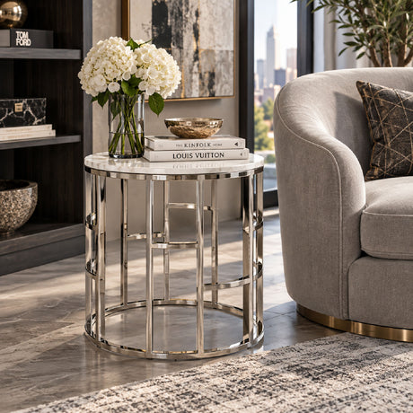 Marble Round End Table | OROA Modern Silvan