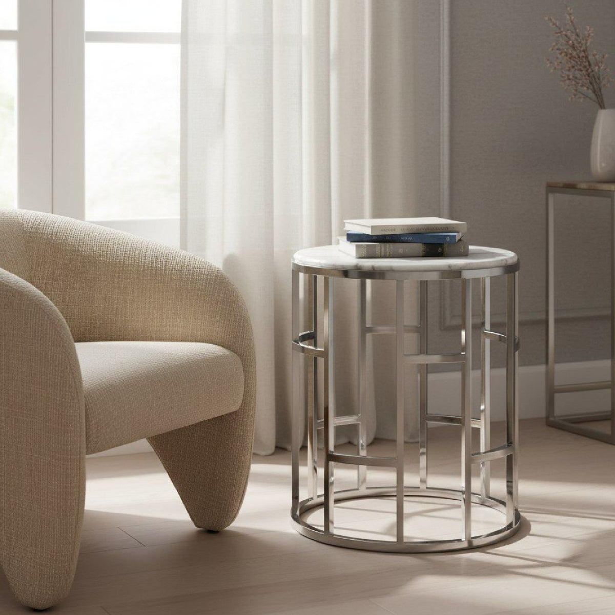Marble Round End Table | OROA Modern Silvan