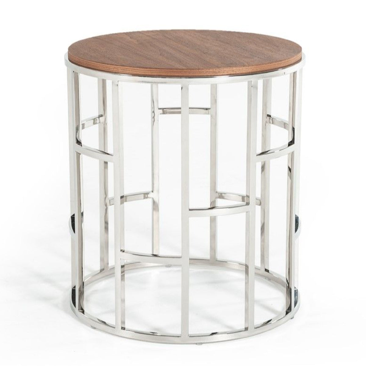 Walnut & Stainless Steel End Table | OROA Modern Silvia