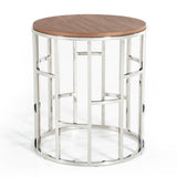 Walnut & Stainless Steel End Table | OROA Modern Silvia
