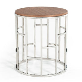 Modern European furniture - Walnut & Stainless Steel End Table - www.oroa.com