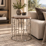 Walnut & Stainless Steel End Table | OROA Modern Silvia