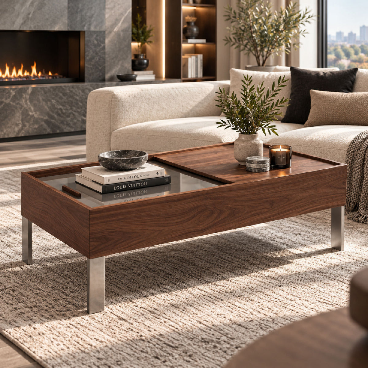 Wooden Sliding Coffee Table | OROA Modern Gunnar