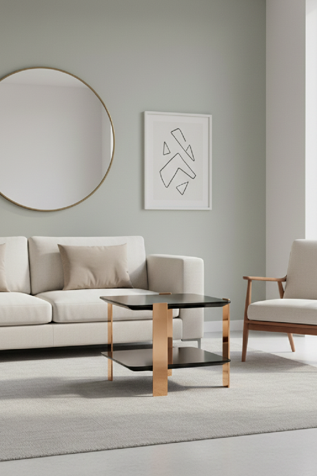 Square Black 2-Layer End Table | OROA Modern Leroy