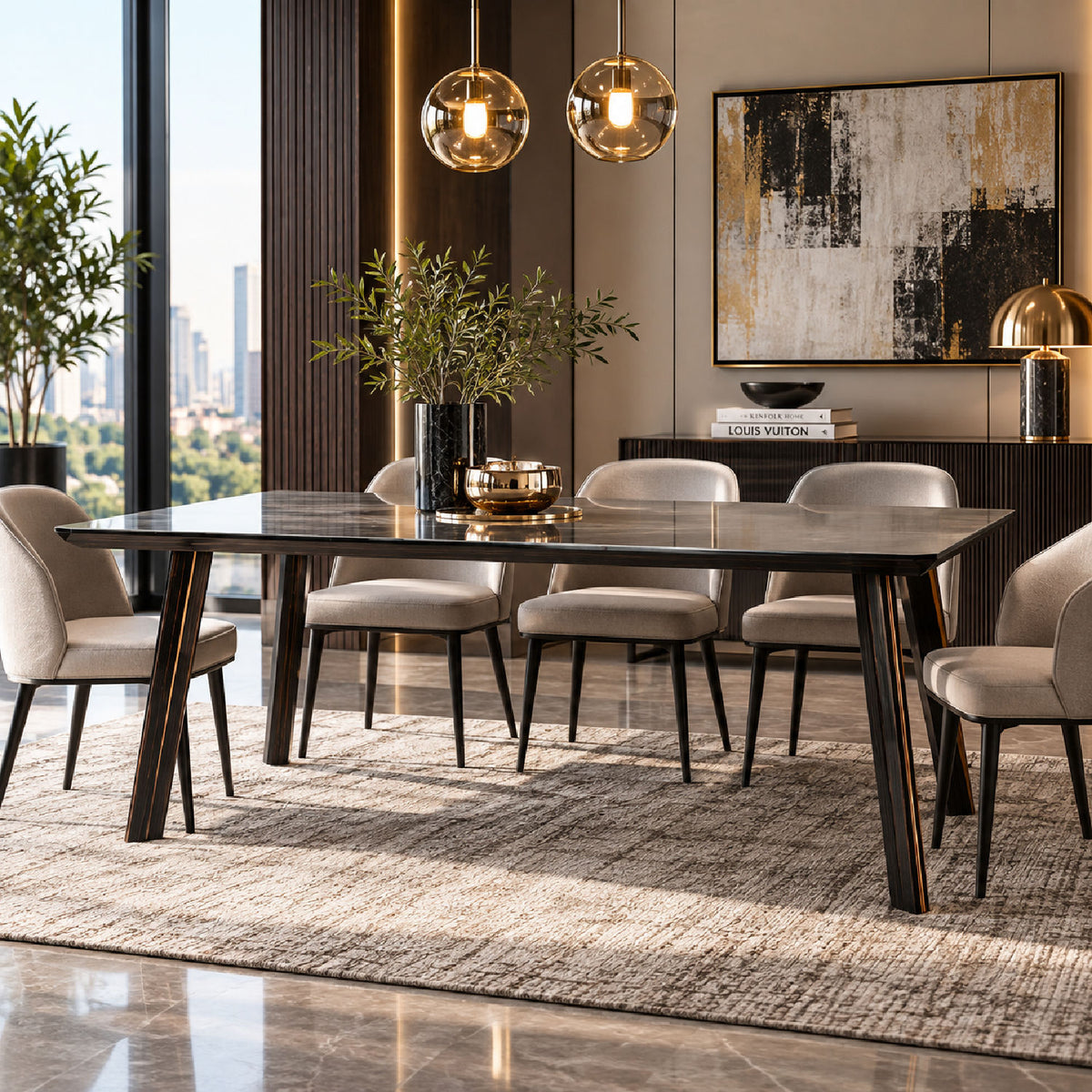 Black & Rosegold Dining Table | OROA Modern Chadwick