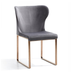 Modern European furniture - Gray Velvet & Rosegold Dining Chair - www.oroa.com