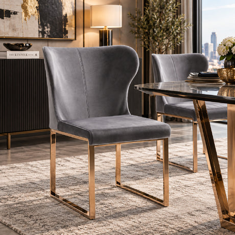 Gray Velvet & Rosegold Dining Chair | OROA Modern Chadwick