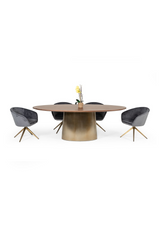 Gray Velvet Curved Dining Chair | OROA Modern Yara | Oroa.com