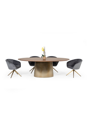 Gray Velvet Curved Dining Chair | OROA Modern Yara | Oroa.com