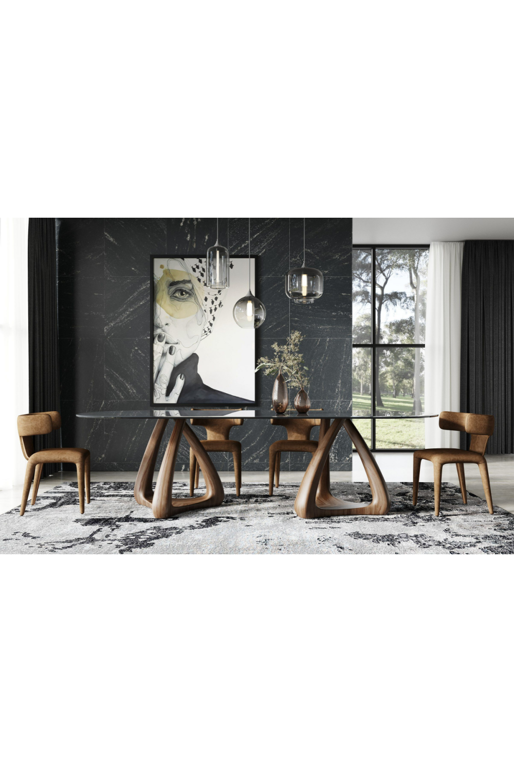 Oval Gray Glass Dining Table | OROA Modern Christy | Oroa.com