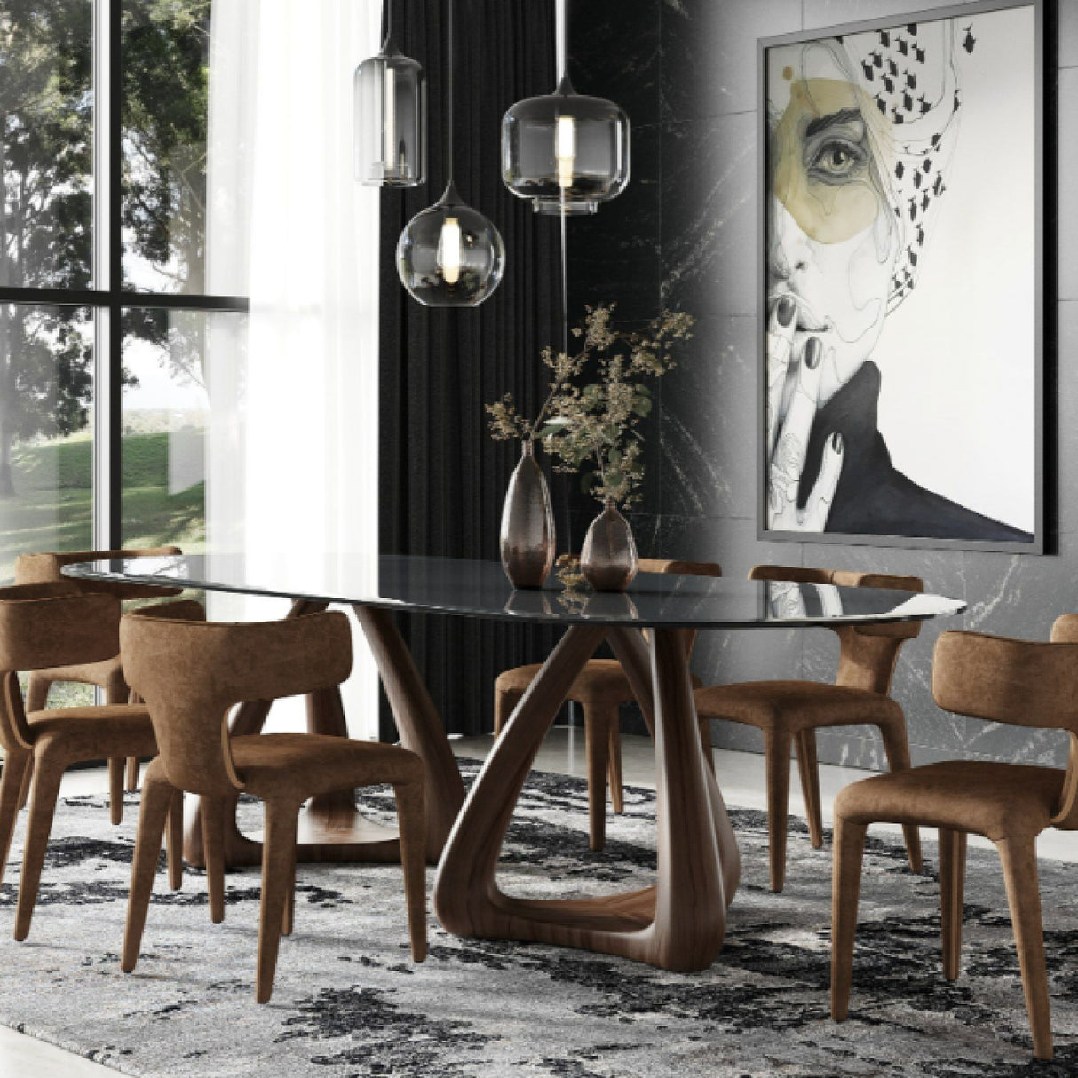   Oval Gray Glass Dining Table | Oroa.com