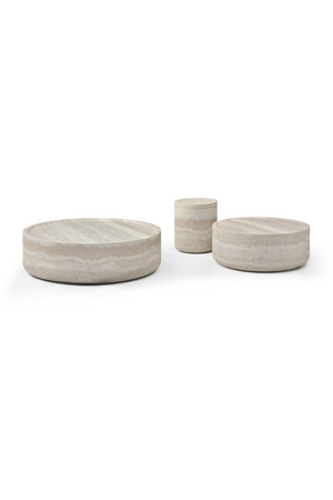 Round Travertine Finish Coffee Table | OROA Modern Benji | Oroa.com